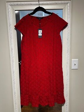 NWT! Tommy Hilfiger Cotton Red Midi Dress